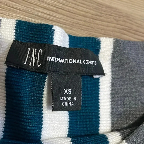 INC International Concepts Dolman Sleeve Sweater Gray Stripe Pullover Size XS - Picture 8 of 11